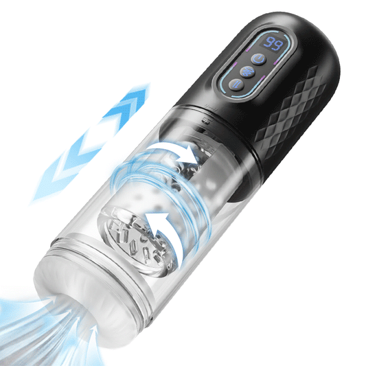 9 Masturbateur rotatif & poussant & aspirant Cup Mâle Hommes Jouets sexuels