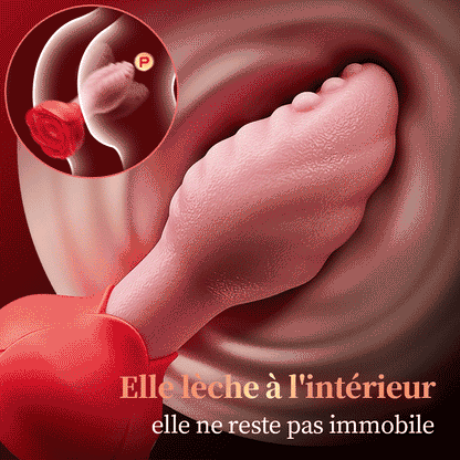 Sera - Plug anal rotatif 360° en forme de langue avec base en rose pour femmes et hommes
