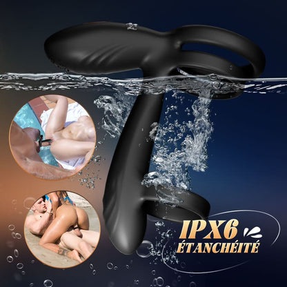 【Nouveau !】Warren - Anneau pénien double anneau premium 10 rotations + 10 vibrations