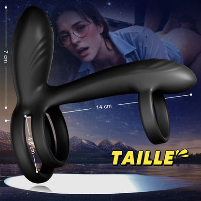 【Nouveau !】Warren - Anneau pénien double anneau premium 10 rotations + 10 vibrations