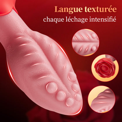 Sera - Plug anal rotatif 360° en forme de langue avec base en rose pour femmes et hommes