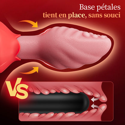 Sera - Plug anal rotatif 360° en forme de langue avec base en rose pour femmes et hommes