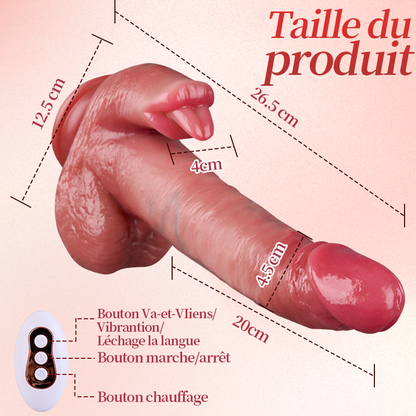 LickMax - Gode réaliste à bascule et à poussée chauffante de 26,5 cm de plus mis à niveau