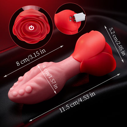 Sera - Plug anal rotatif 360° en forme de langue avec base en rose pour femmes et hommes
