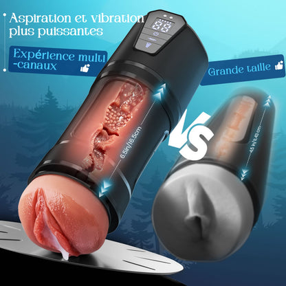 Challenger - Masturbateur masculin à 5 niveaux d’aspiration et 10 modes de vibration, vitesse réglable, manchon réaliste en TPE, étanche IPX7