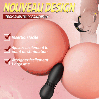 Masseur prostatique avec 9 niveaux de choc et de vibration, stimulateur testiculaire et anneau pénien