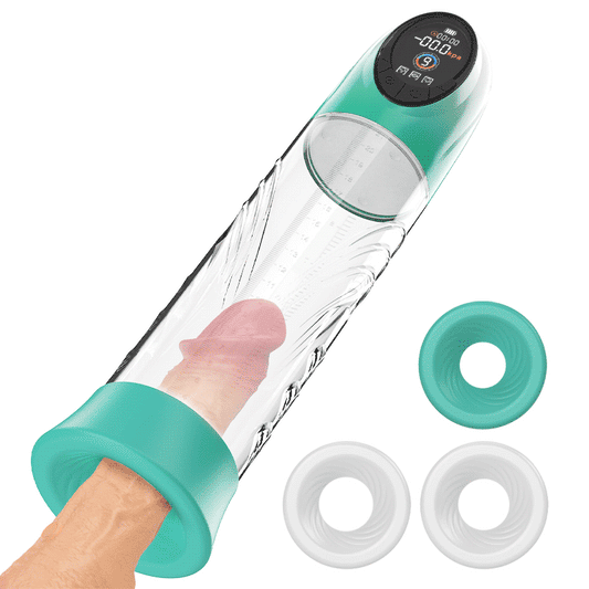 Green Pioneer - Pompe à pénis à eau avec écran LCD, 4 niveaux de pression et 9 modes d'aspiration