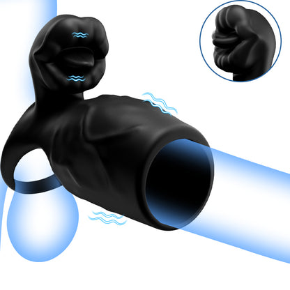 Titan - 9 Vibrations  Texture de Pénis Simulée  Anneau de Chasteté Double Testicules & Pénis  Jouet Sexuel pour Couples