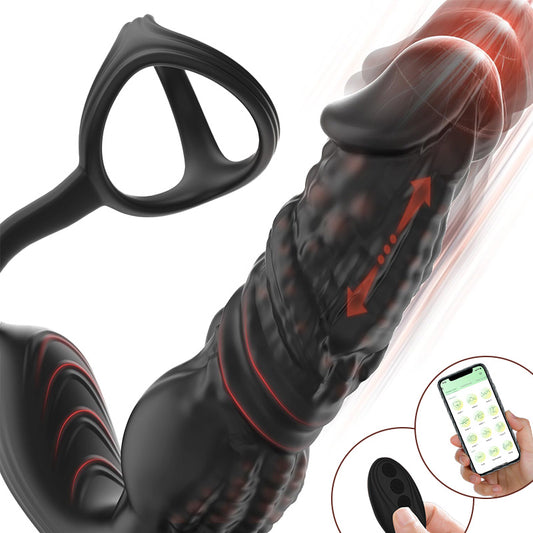 Leonidas - Masseur de prostate 6 en 1 à poussée rapide avec télécommande et application