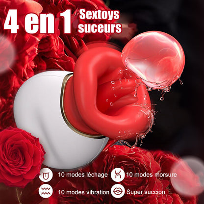 Seraphina - Vibromasseur Clitoridien Bouche et Langue 4 en 1 Lécher, Mordre, Aspirer et Vibrer