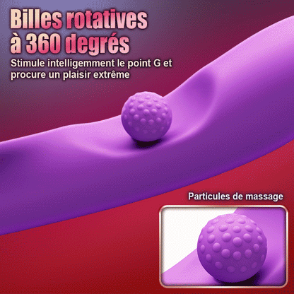 Stimulateur de clitoris léchant la langue Vibromasseur point G avec rotation à 360° et boule de frottement