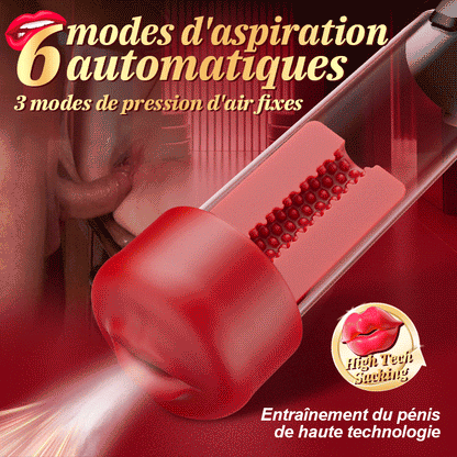Red Fury Armour – Pompe à pénis à aspiration 9 niveaux avec orifice rouge et tunnel texturé