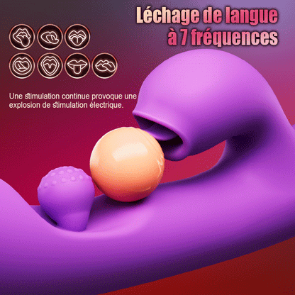 Stimulateur de clitoris léchant la langue Vibromasseur point G avec rotation à 360° et boule de frottement