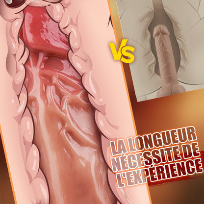 Vibration à 8 fréquences + gode rétractable, chauffant, avec sangles supplémentaires