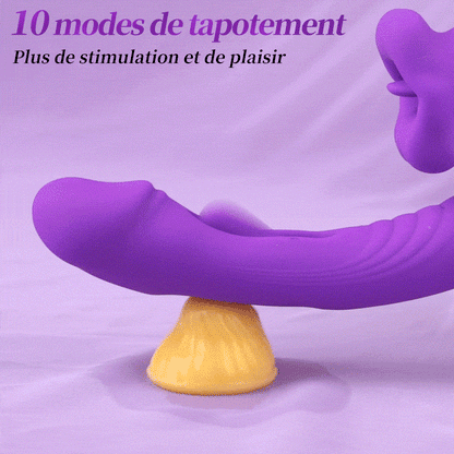 Vibromasseur point G 3 en 1 amélioré en forme de bouche pour flotter, mordre et lécher la langue