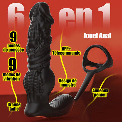 Leonidas - Masseur de prostate 6 en 1 à poussée rapide avec télécommande et application