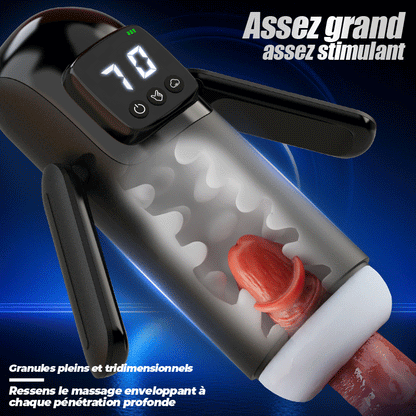Phantom - 7 Aspirations 7 Vibrations Poignées Doubles Texture de Canal à Grands Granules Masturbateur Masculin