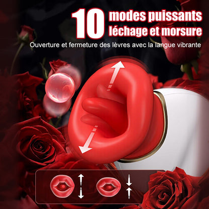 Seraphina - Vibromasseur Clitoridien Bouche et Langue 4 en 1 Lécher, Mordre, Aspirer et Vibrer