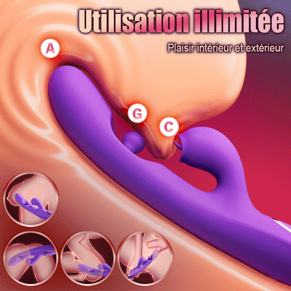 Stimulateur de clitoris léchant la langue Vibromasseur point G avec rotation à 360° et boule de frottement