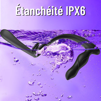 Double Pénétration  Double Vibration  Vibromasseur pour Couple avec Anneau de Verrouillage du Sperme