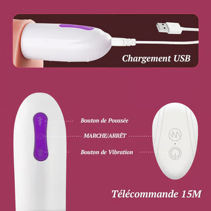 Amoureux Extensible Gode 8 Télescopique + Vibration Chauffant et Rotatif