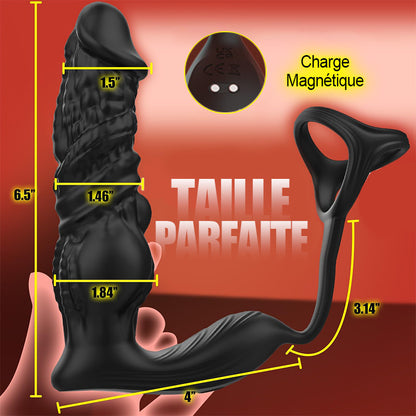 Leonidas - Masseur de prostate 6 en 1 à poussée rapide avec télécommande et application