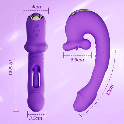 Vibromasseur point G 3 en 1 amélioré en forme de bouche pour flotter, mordre et lécher la langue