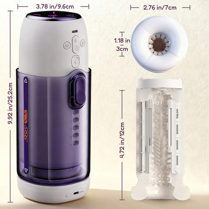 Vibedry - Masturbateur chauffant pour hommes, 7 niveaux de téléscopage, 5 modes de vibration, contrôlé par application, multifonctionnel