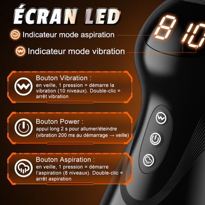 SolaceX - 8 Succion 10 Vibration One Touch Orgasm Digital Vacuum Masturbator
