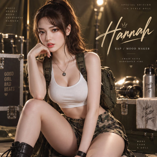 Hannah – 148 cm, 25 kg, bonnet C | Compagne au style militaire, poupée réaliste corps entier
