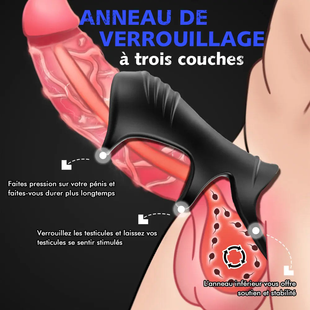 Anneaux de Pénis Triple Cock Ring Testicule Noir Moruioy RIJIE