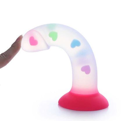 Gode transparent fluo avec coeurs colorés et ventouse 18cm Acmejoy