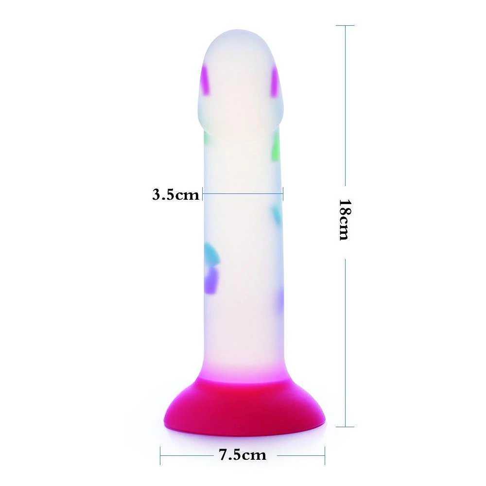 Gode transparent fluo avec coeurs colorés et ventouse 18cm Acmejoy